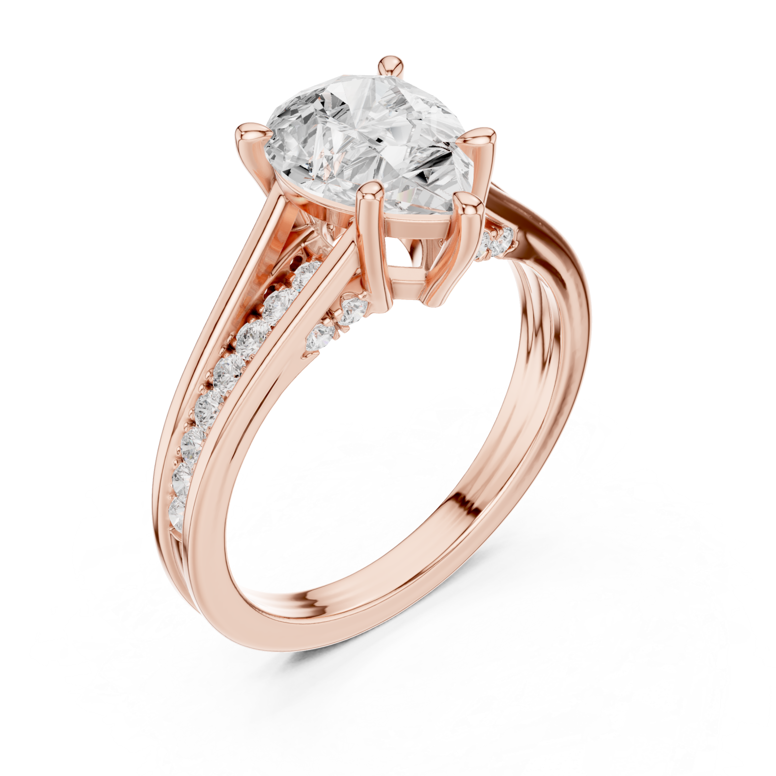  Rose Gold Infinite Petal Halo Solitaire Ring Right View