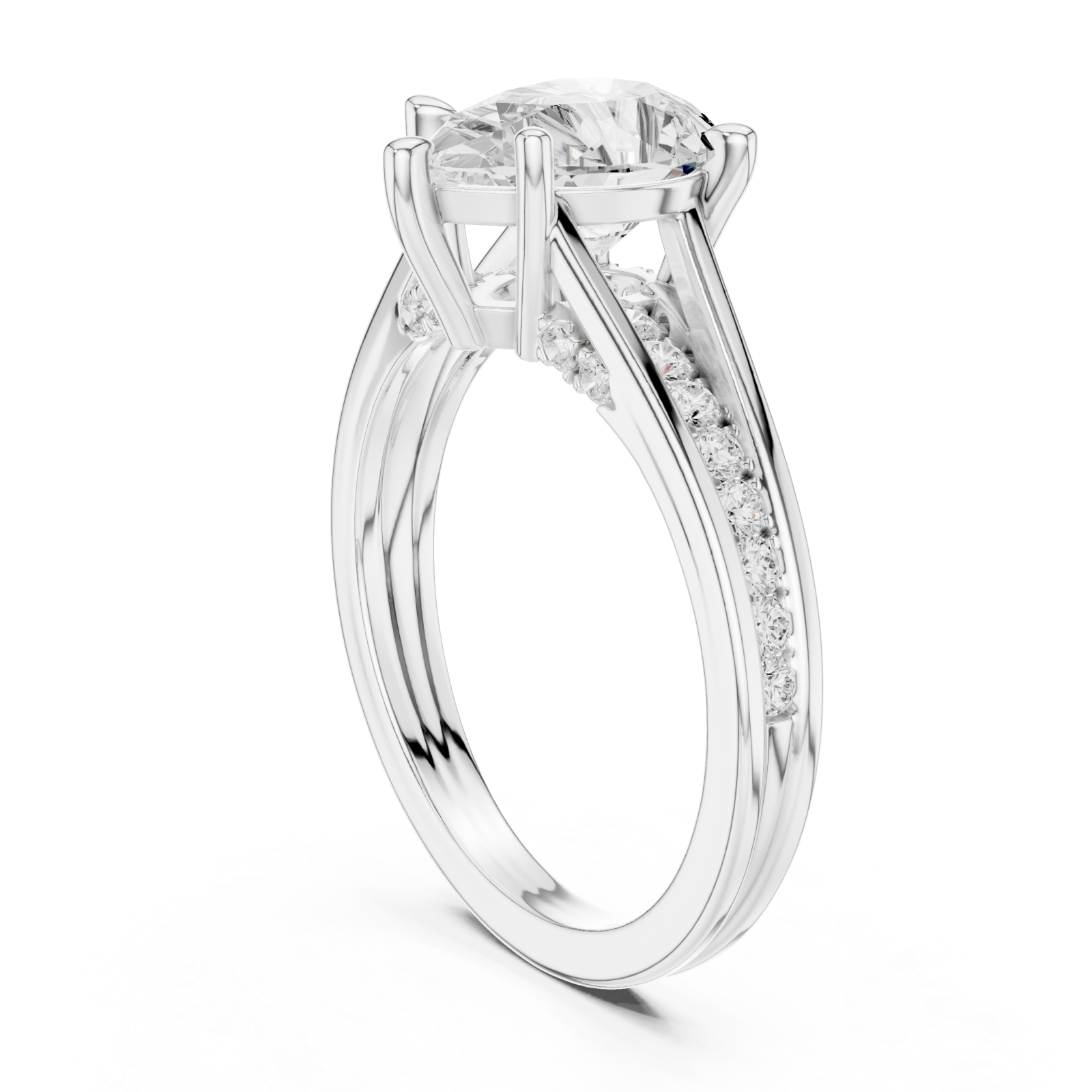  White Gold Infinite Petal Halo Solitaire Ring Left View