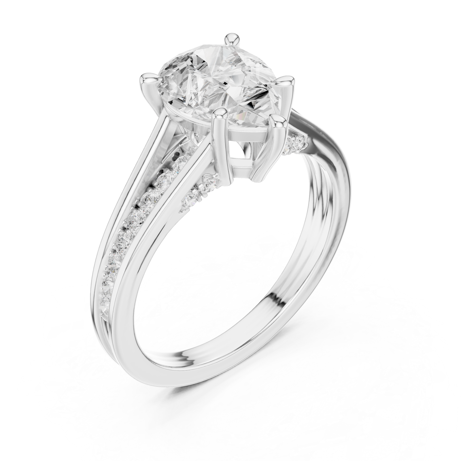  White Gold Infinite Petal Halo Solitaire Ring Right View