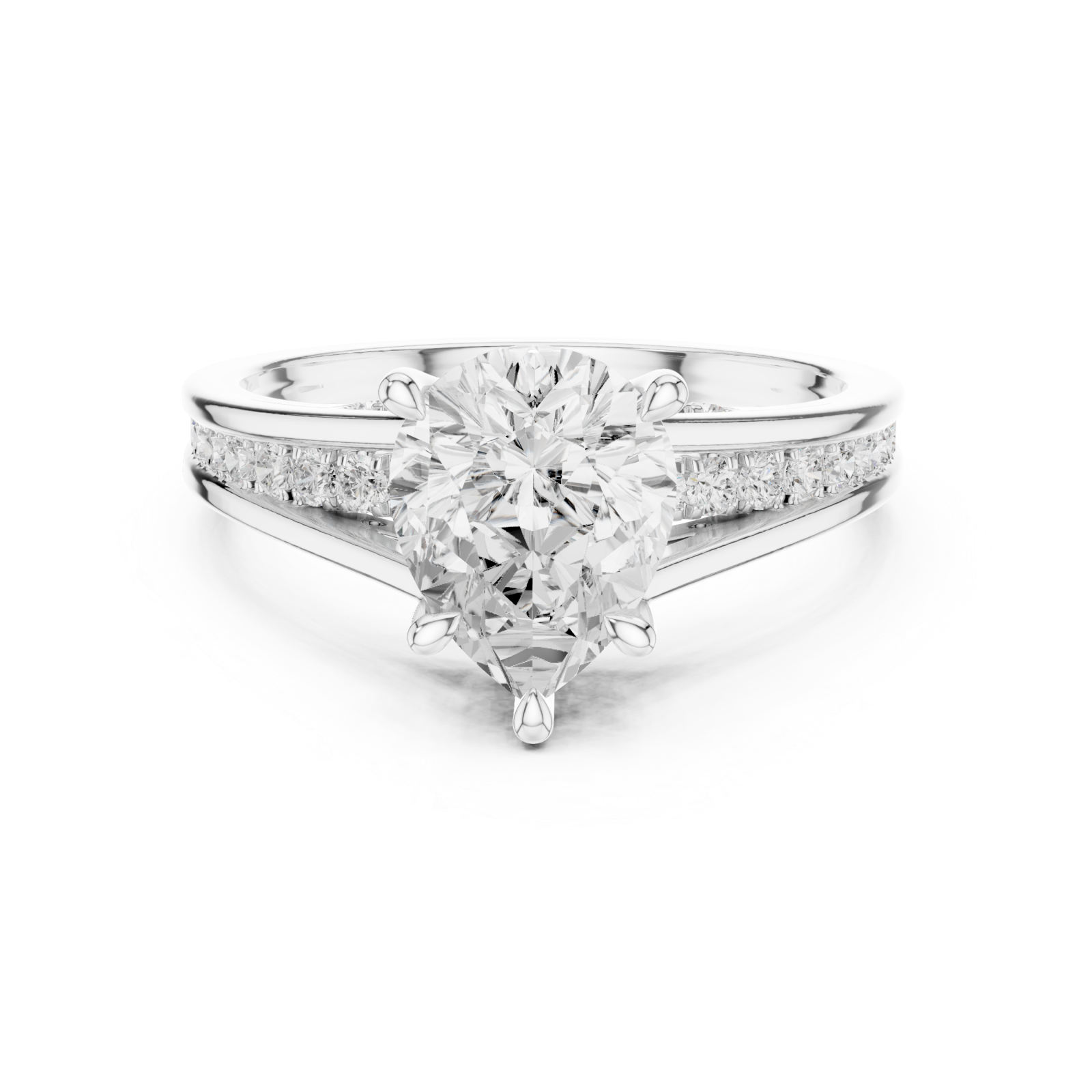  White Gold Infinite Petal Halo Solitaire Ring Front View