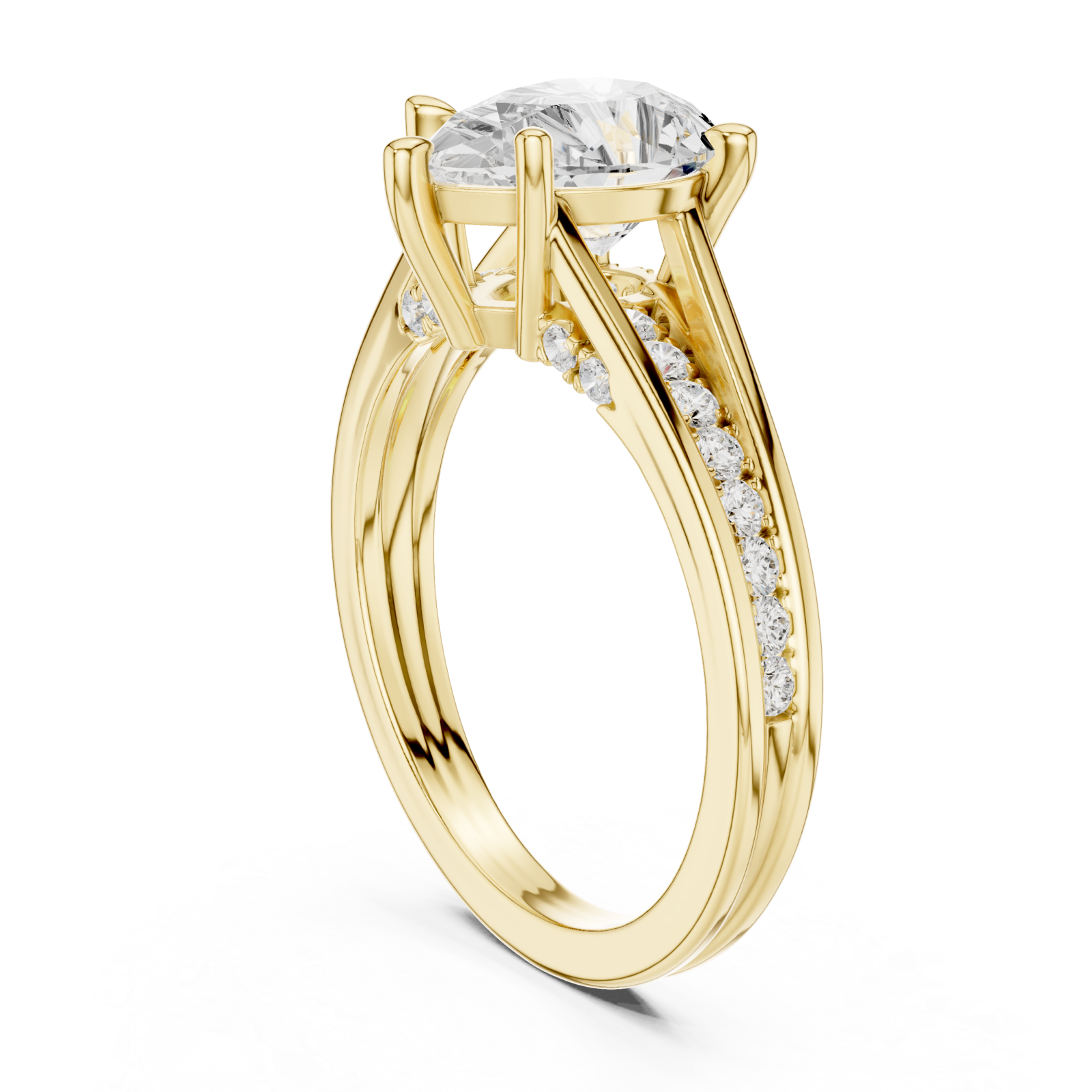  Gold Infinite Petal Halo Solitaire Ring Left View
