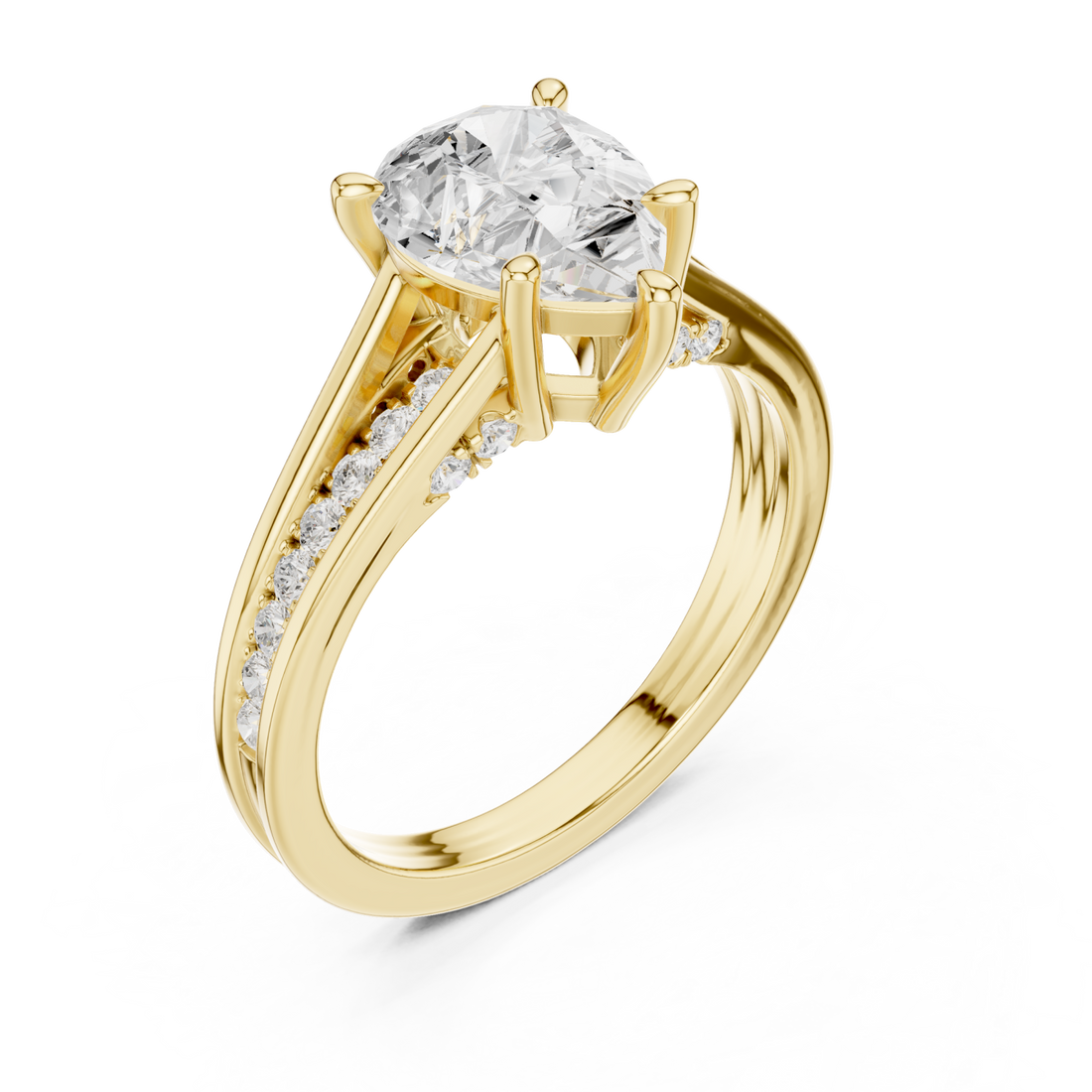 Gold Infinite Petal Halo Solitaire Ring Right View