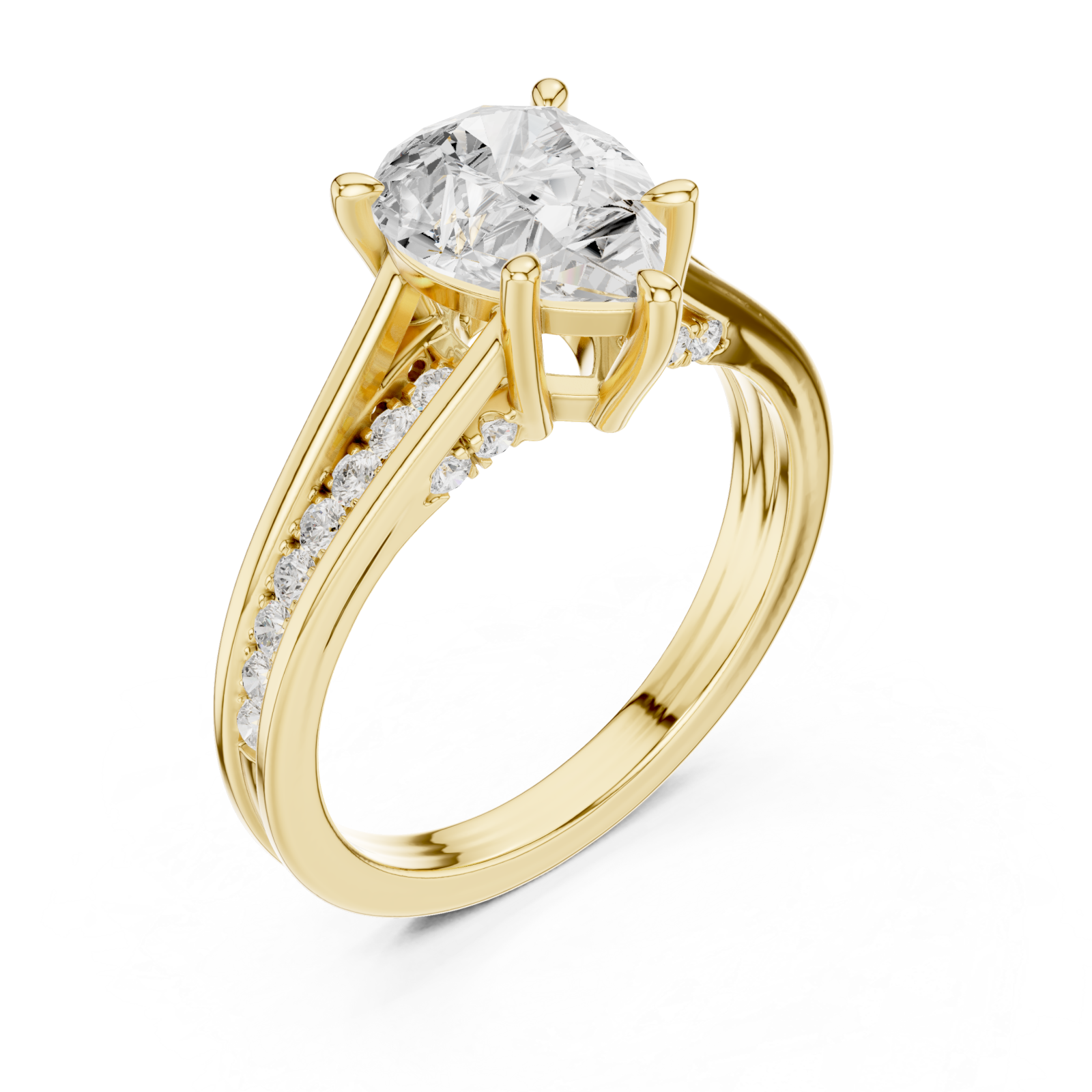 Gold Infinite Petal Halo Solitaire Ring Right View