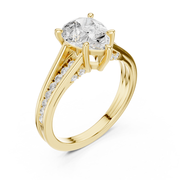 Gold Infinite Petal Halo Solitaire Ring Right View
