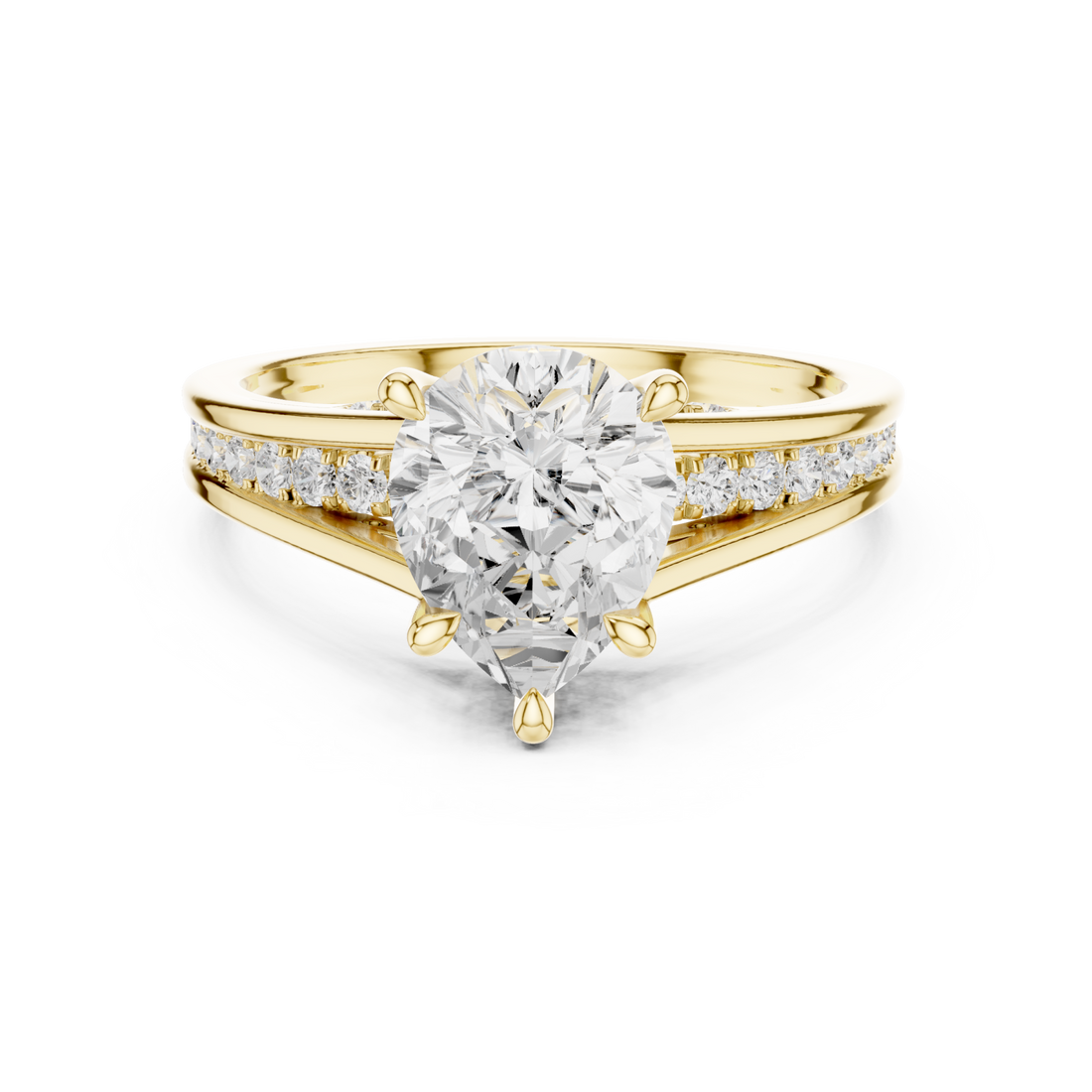 Gold Infinite Petal Halo Solitaire Ring Right View