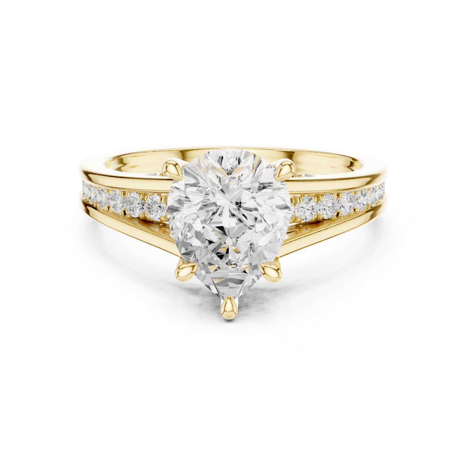  Gold Infinite Petal Halo Solitaire Ring Front View