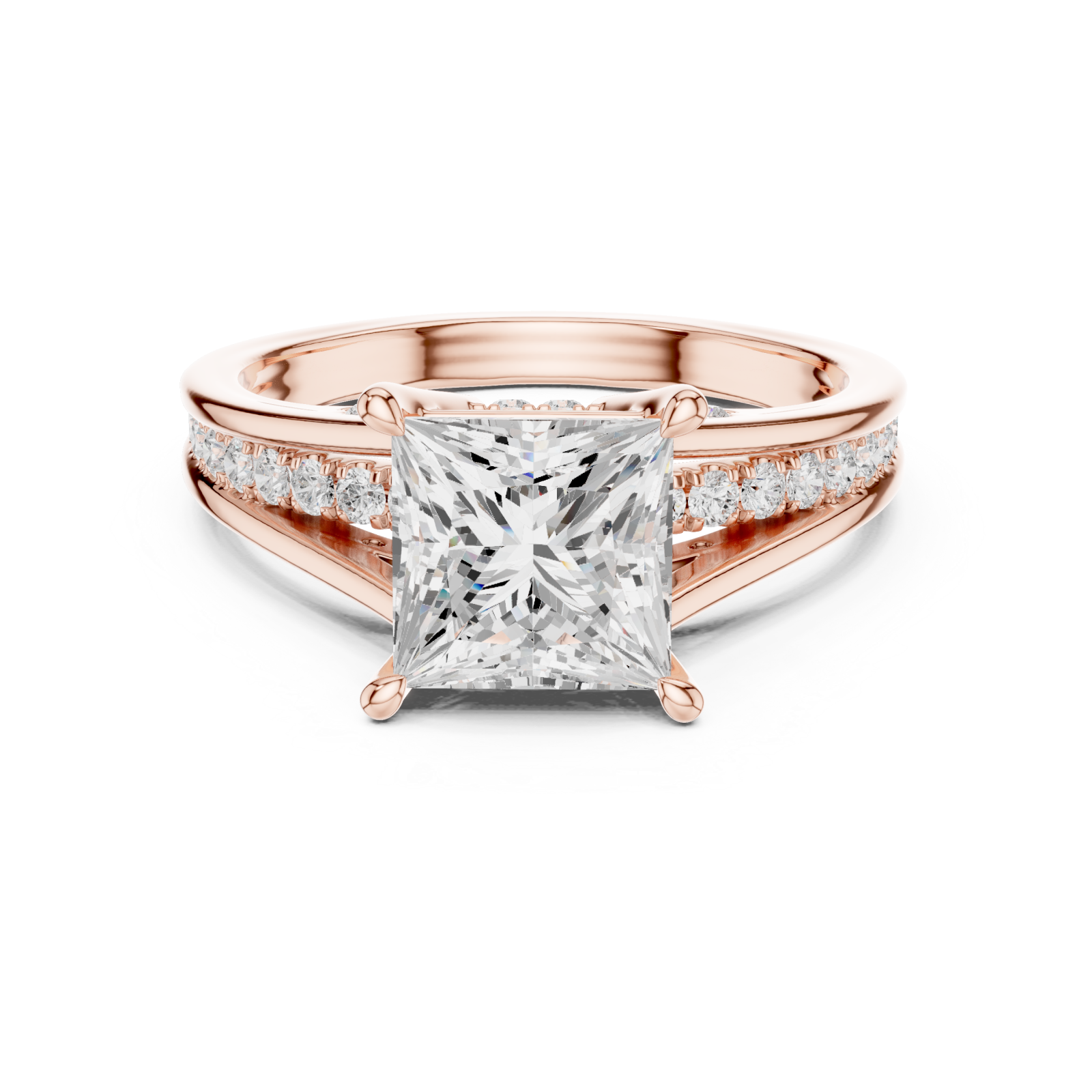  Rose Gold Twilight Embrace Regal Solitaire Band Front View