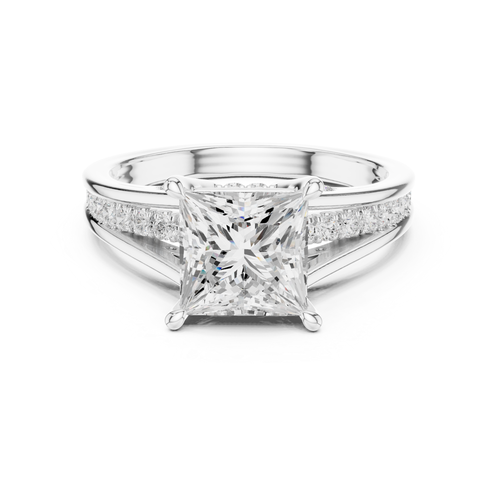  White Gold Twilight Embrace Regal Solitaire Band Front View