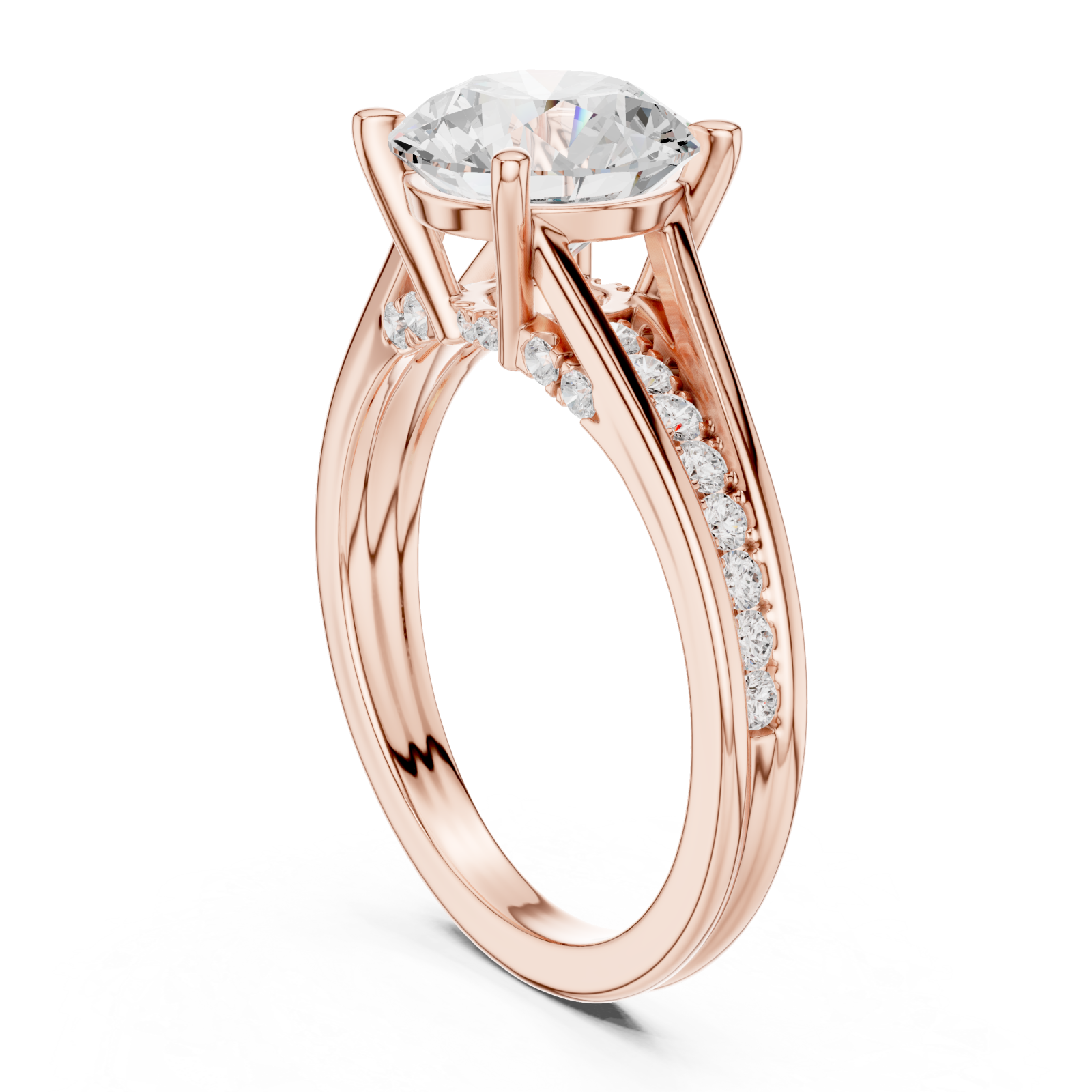  Rose Gold Enchanted Whisper Halo Engagement Band Left View