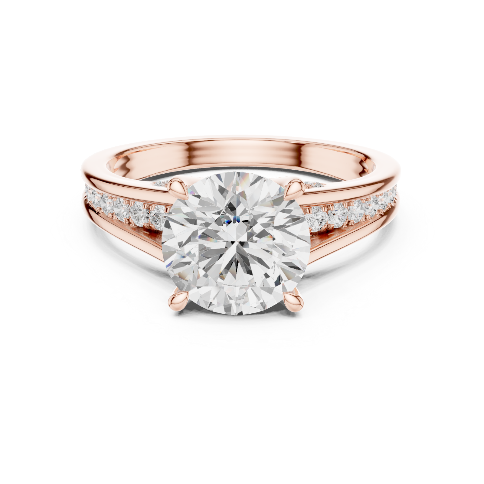  Rose Gold Enchanted Whisper Halo Engagement Band Front View