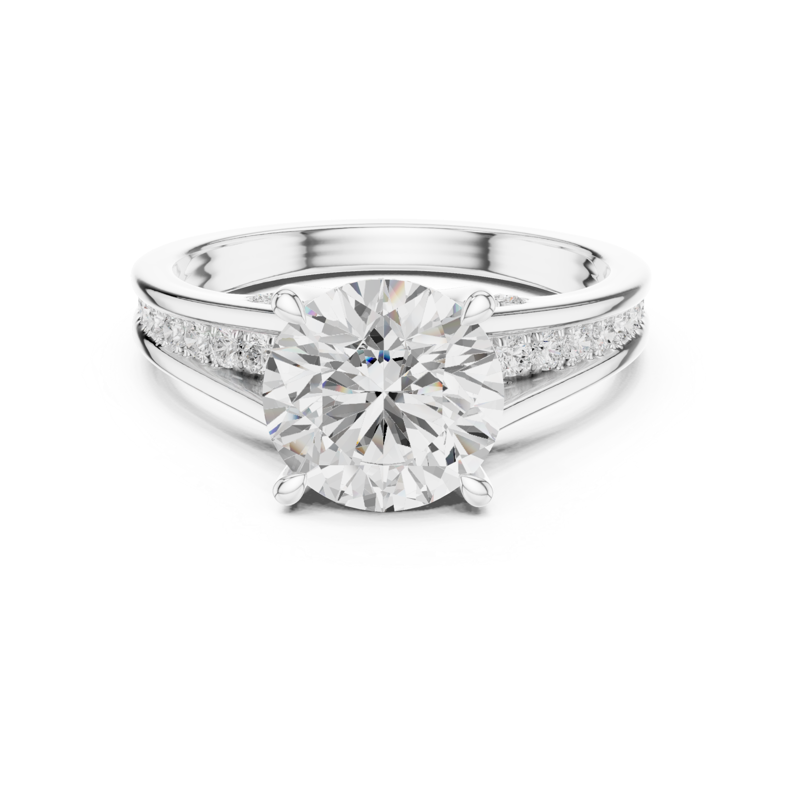  White Gold Enchanted Whisper Halo Engagement Band Front View
