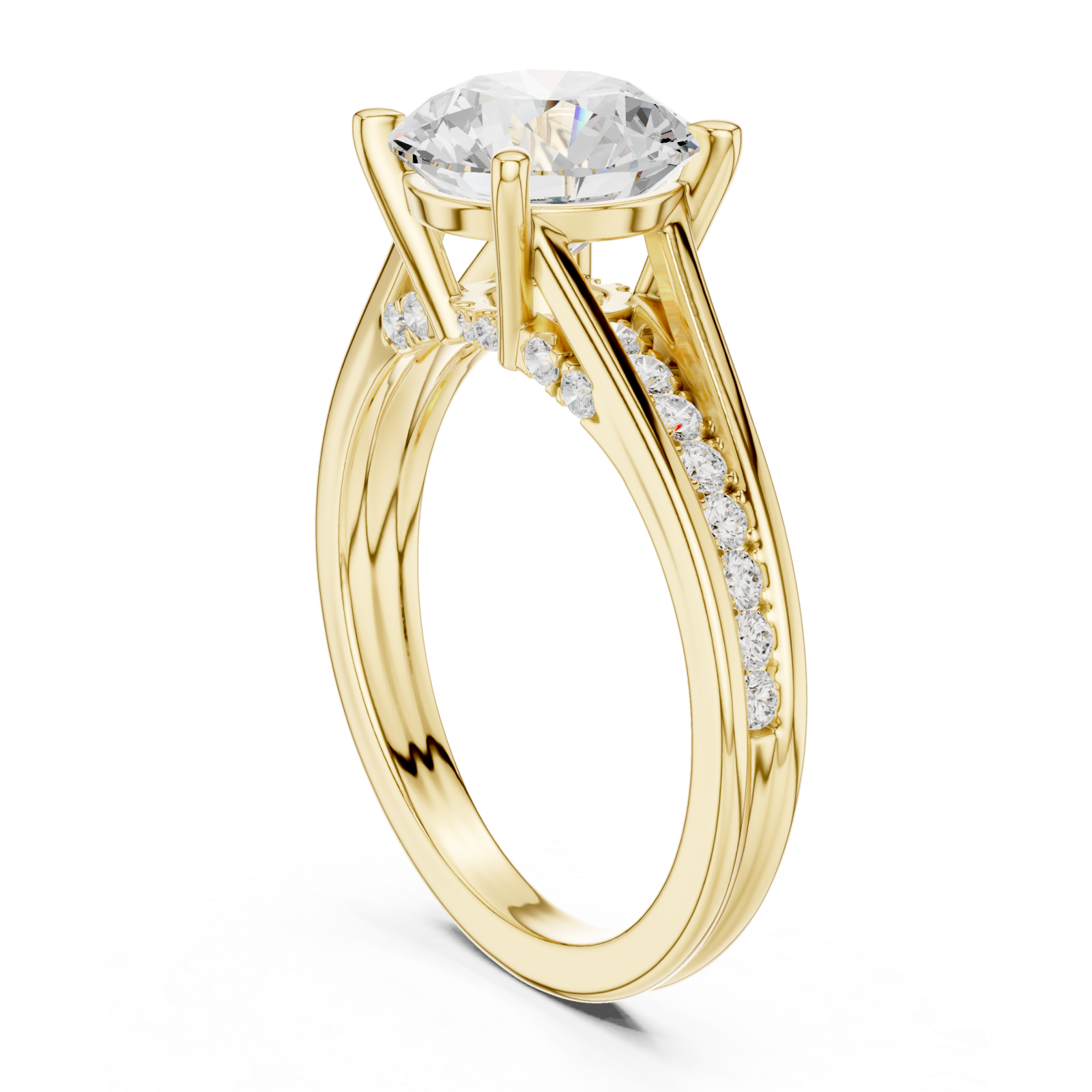  Gold Enchanted Whisper Halo Engagement Band Left View