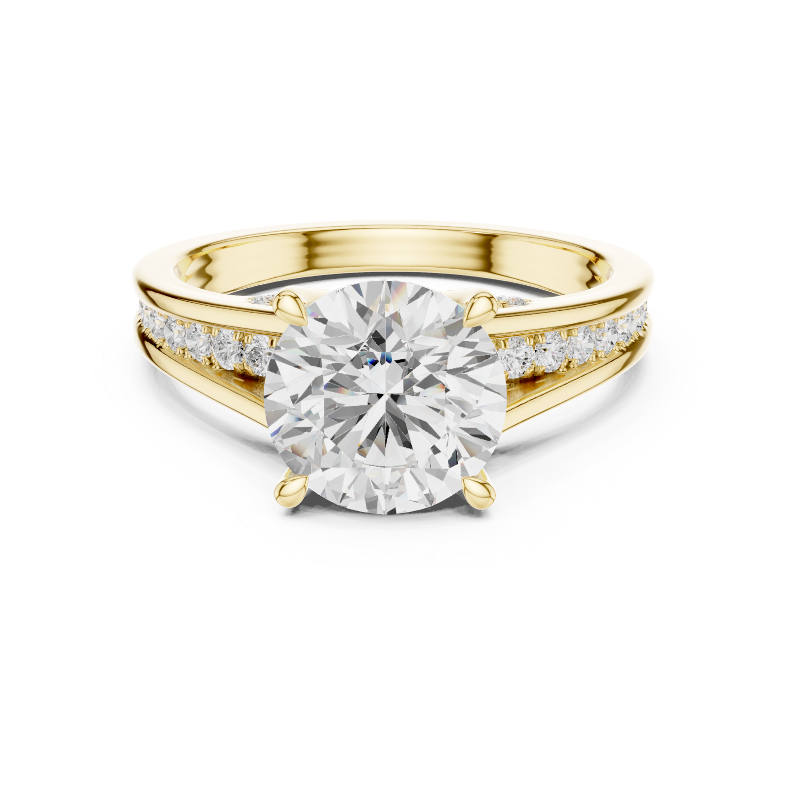  Gold Enchanted Whisper Halo Engagement Band Front View