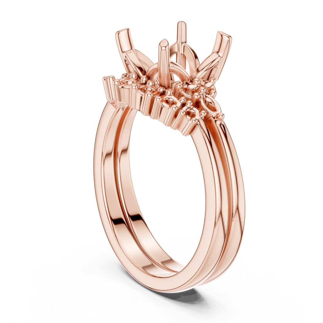  Rose Gold Moonlit Crest Crown Ring Right View