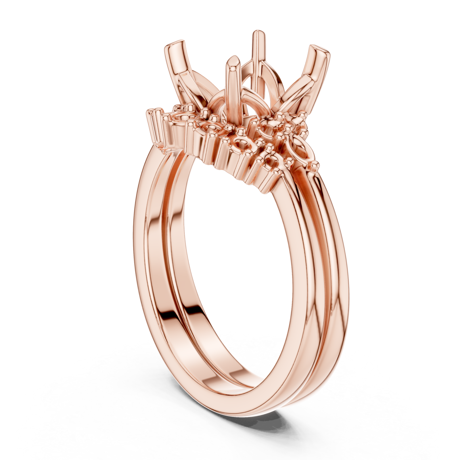  Rose Gold Moonlit Crest Crown Ring Left View