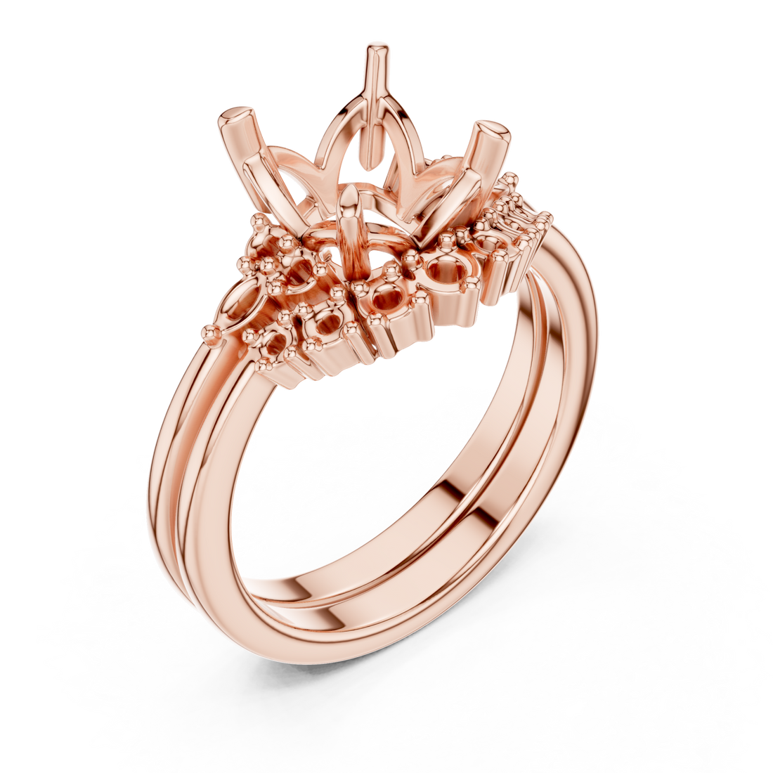  Rose Gold Moonlit Crest Crown Ring Right View