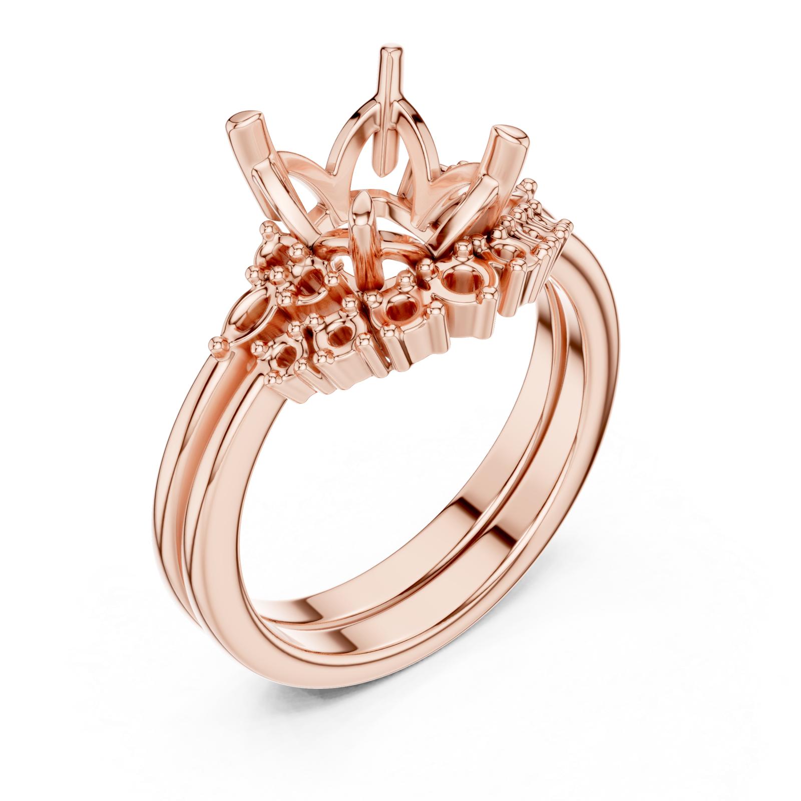  Rose Gold Moonlit Crest Crown Ring Right View