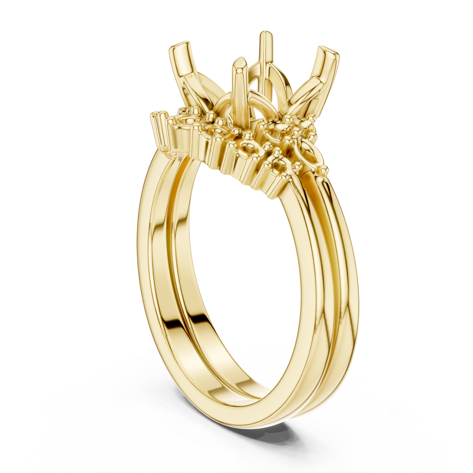  Gold Moonlit Crest Crown Ring Left View