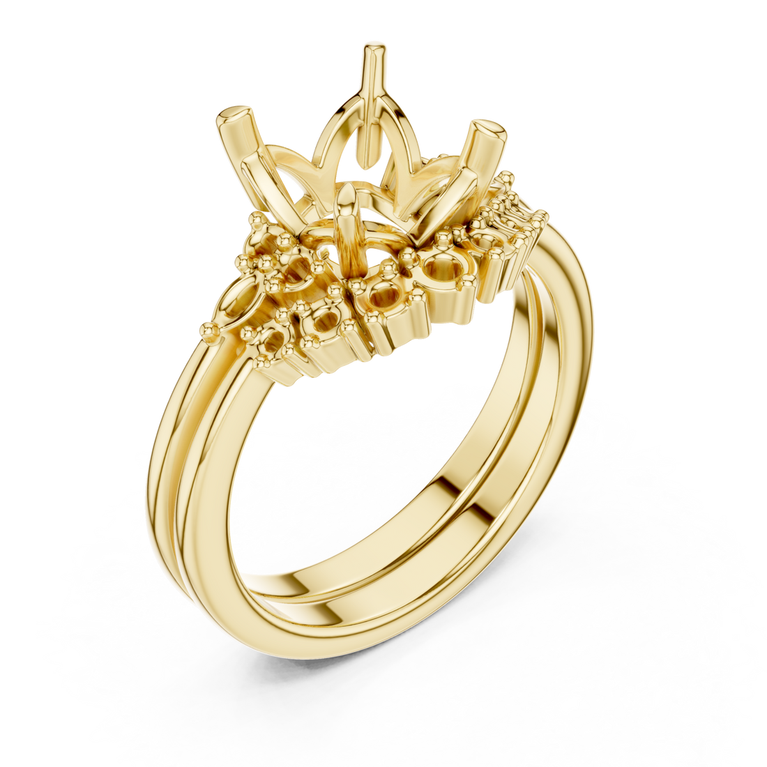 Gold Moonlit Crest Crown Ring Right View