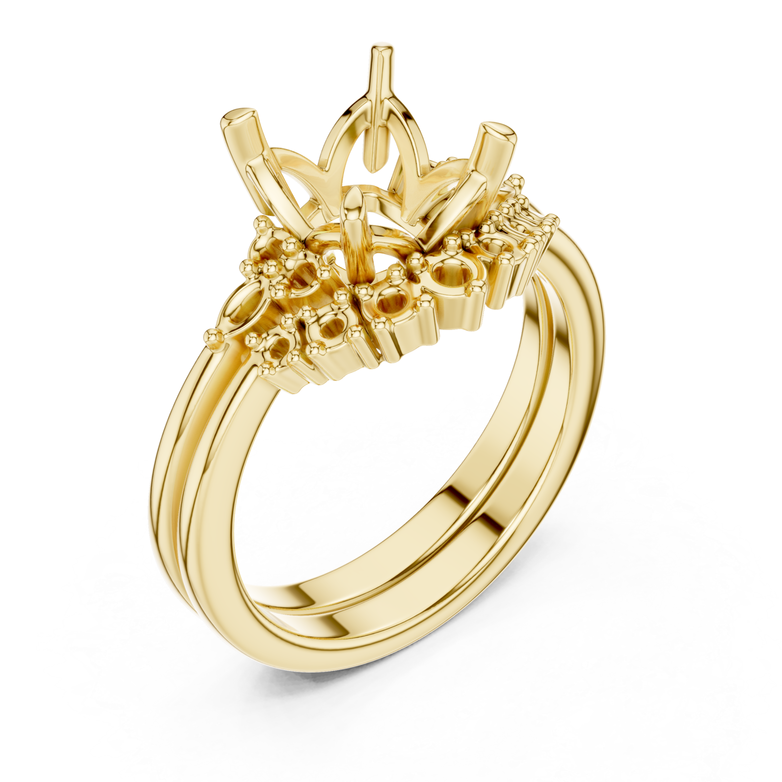 Gold Moonlit Crest Crown Ring Right View