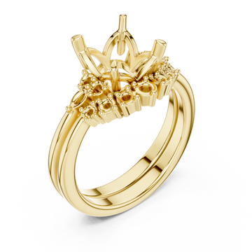 Gold Moonlit Crest Crown Ring Right View