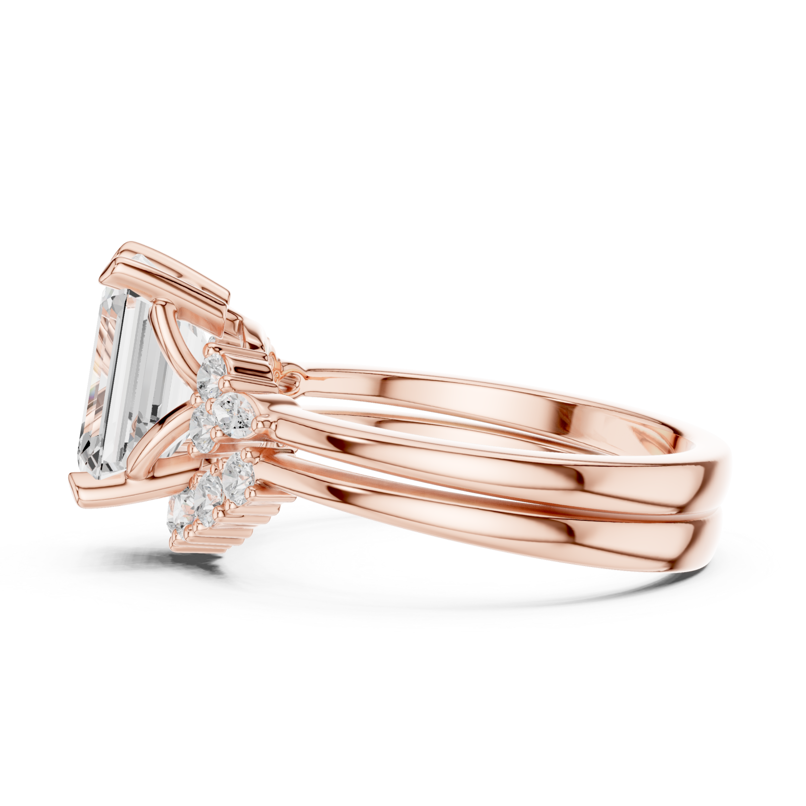  Rose Gold Majestic Bloom Cluster Ring Side View