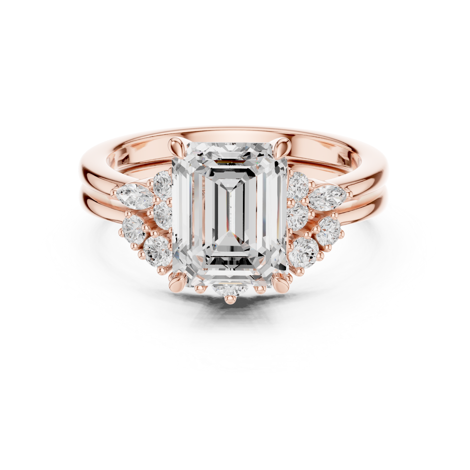  Rose Gold Majestic Bloom Cluster Ring Front View