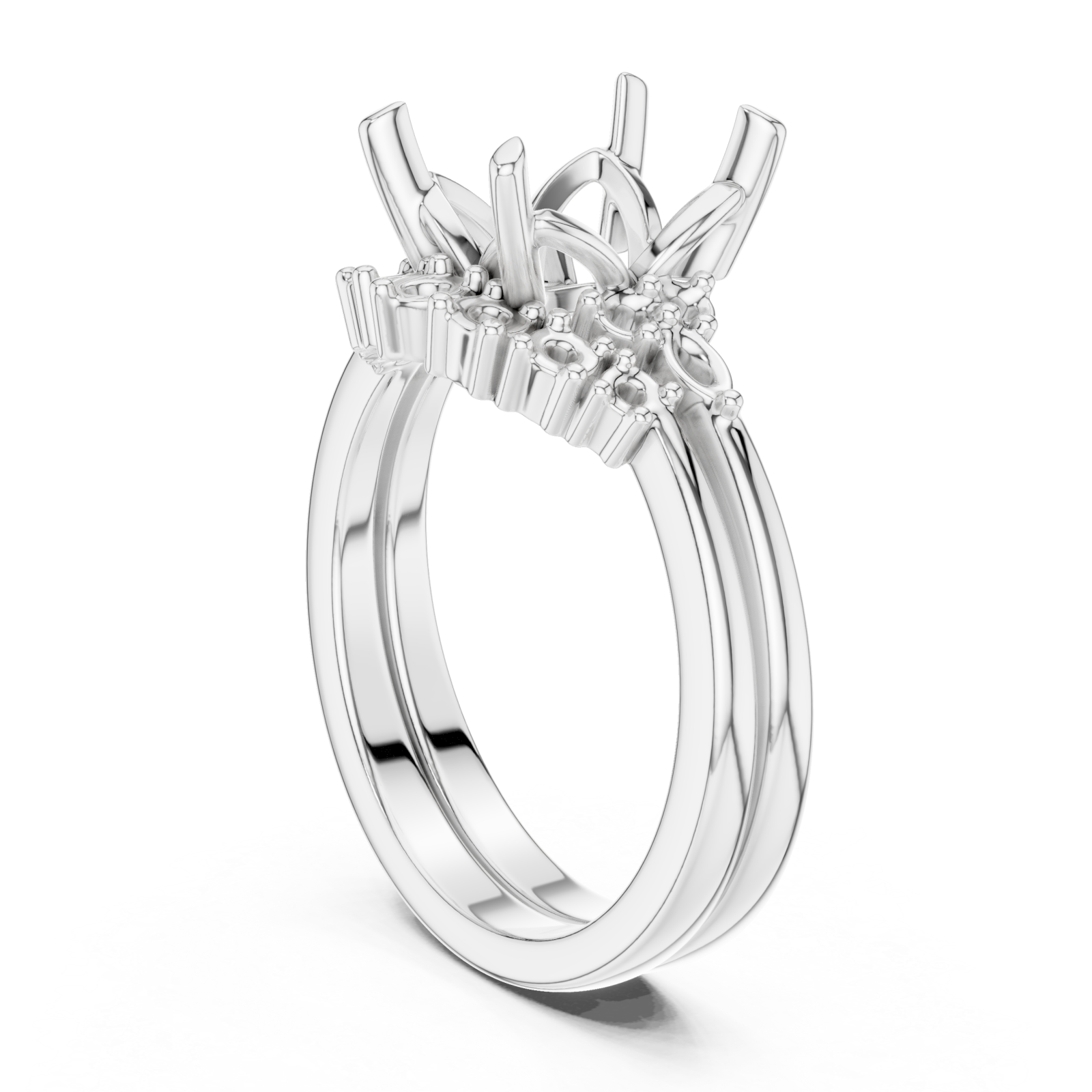  White Gold Majestic Bloom Cluster Ring Left View