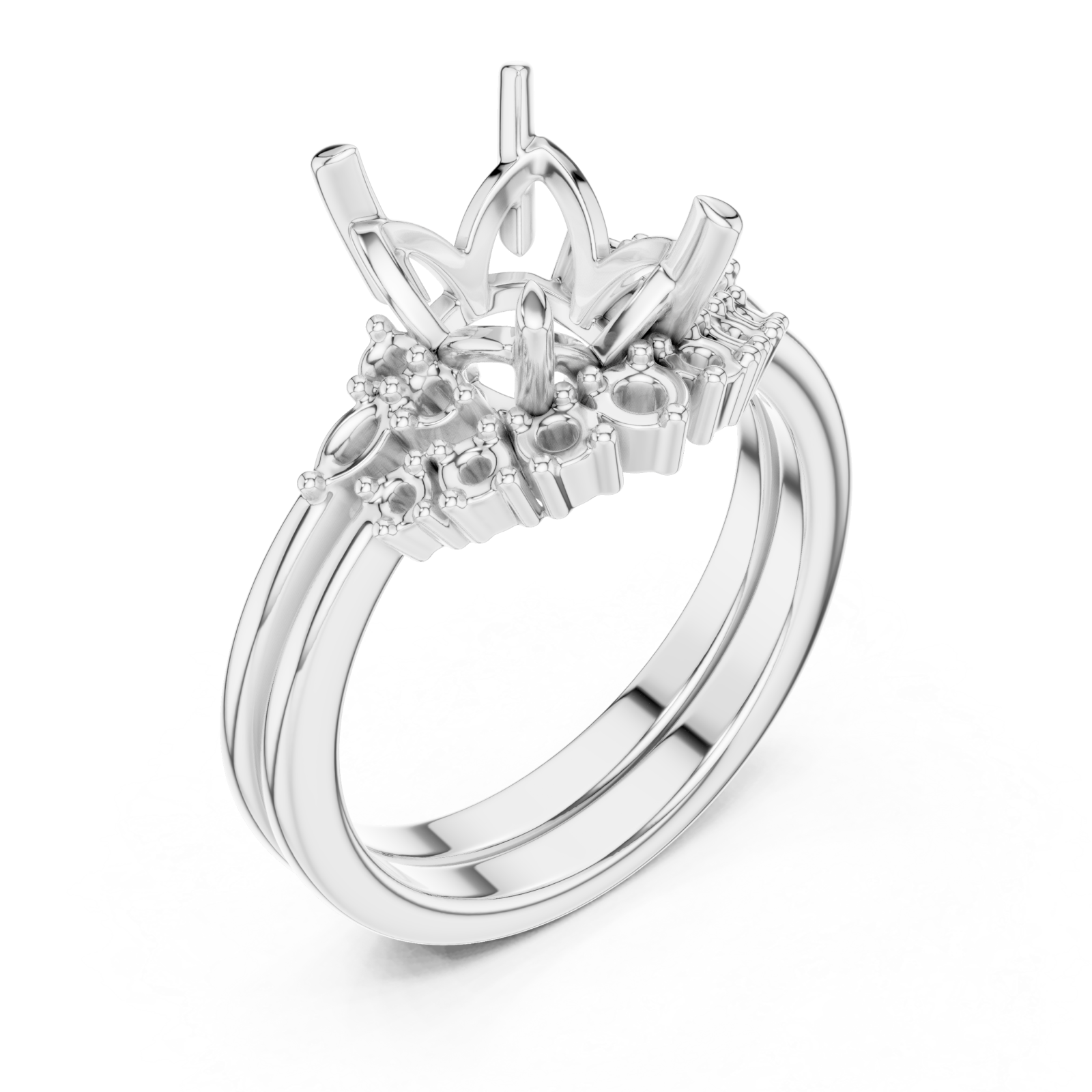  White Gold Majestic Bloom Cluster Ring Right View