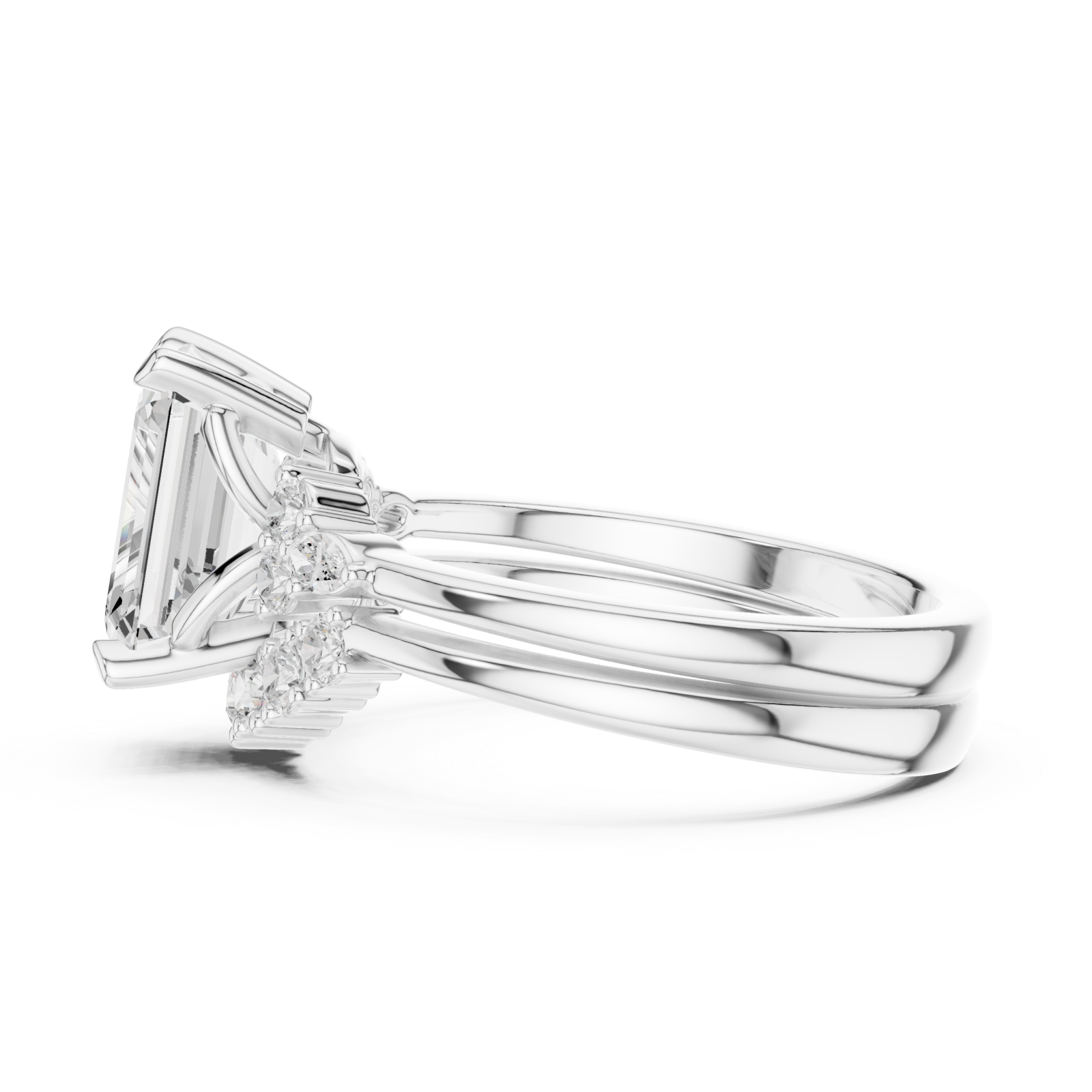  White Gold Majestic Bloom Cluster Ring Side View