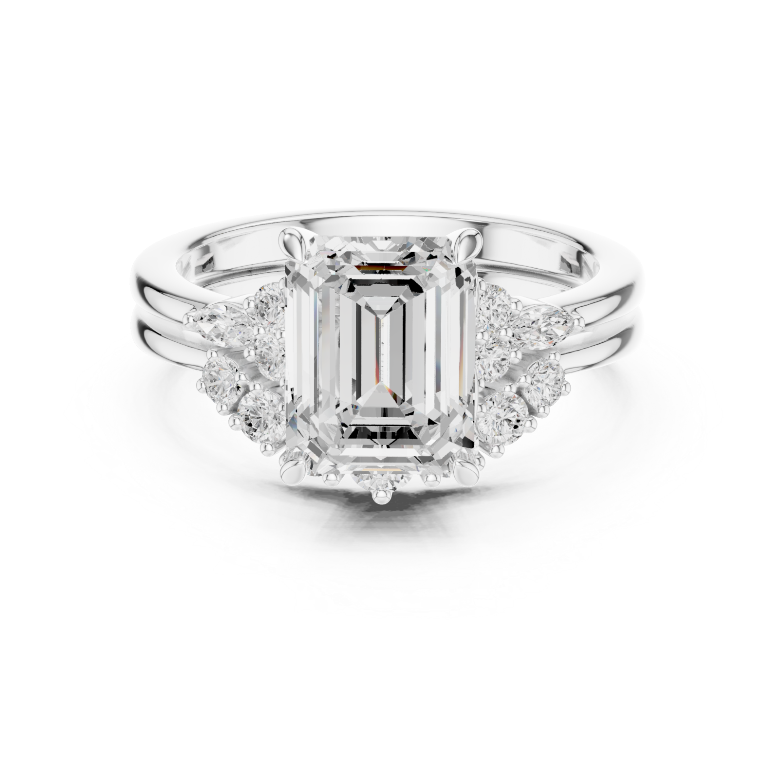  White Gold Majestic Bloom Cluster Ring Front View