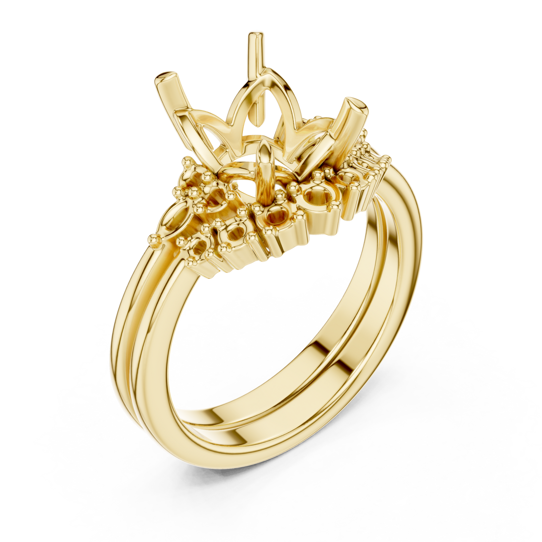 Gold Majestic Bloom Cluster Ring Right View