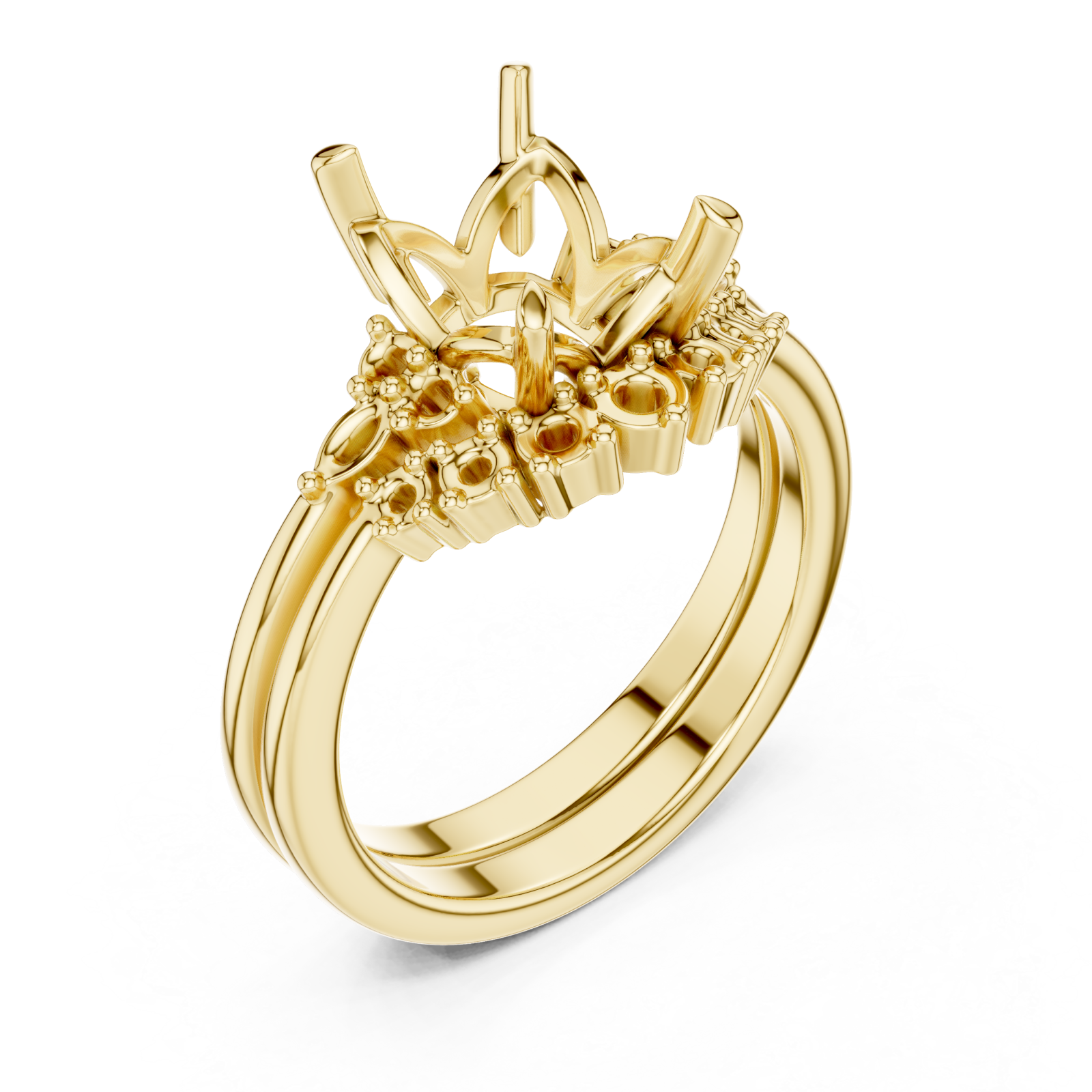 Gold Majestic Bloom Cluster Ring Right View