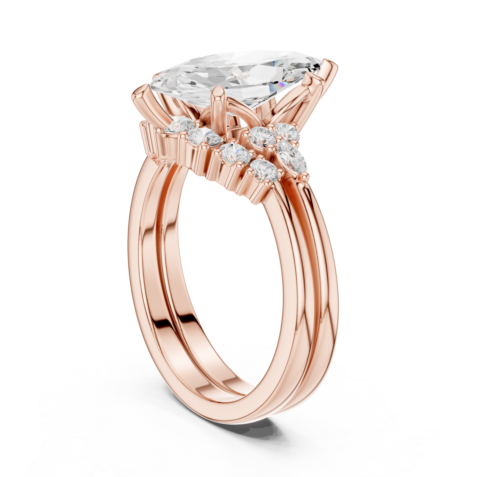  Rose Gold Glimmering Crest Anniversary Ring Left View