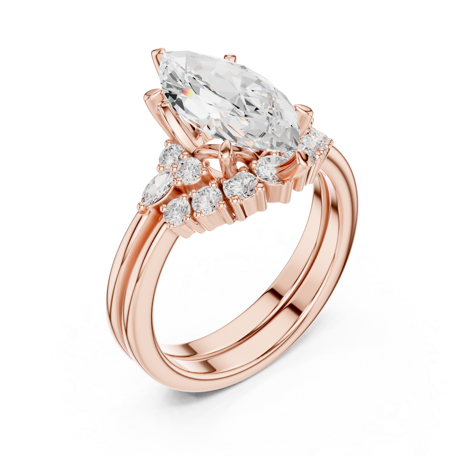  Rose Gold Glimmering Crest Anniversary Ring Right View