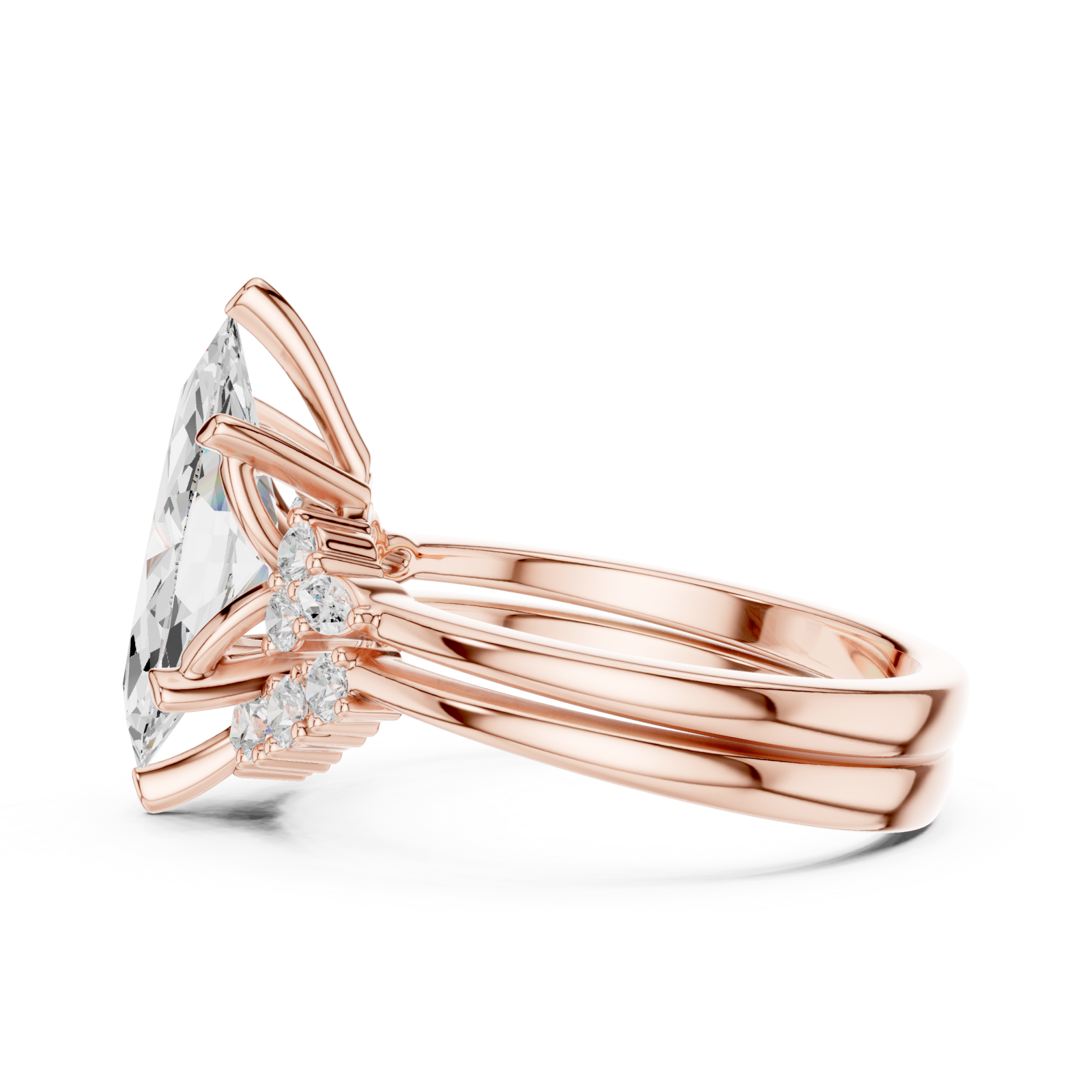  Rose Gold Glimmering Crest Anniversary Ring Side View