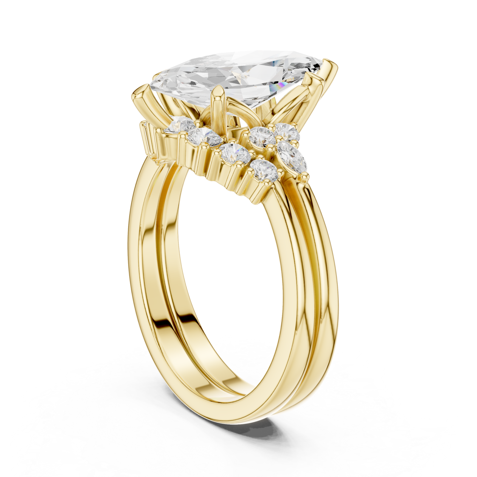  Gold Glimmering Crest Anniversary Ring Left View