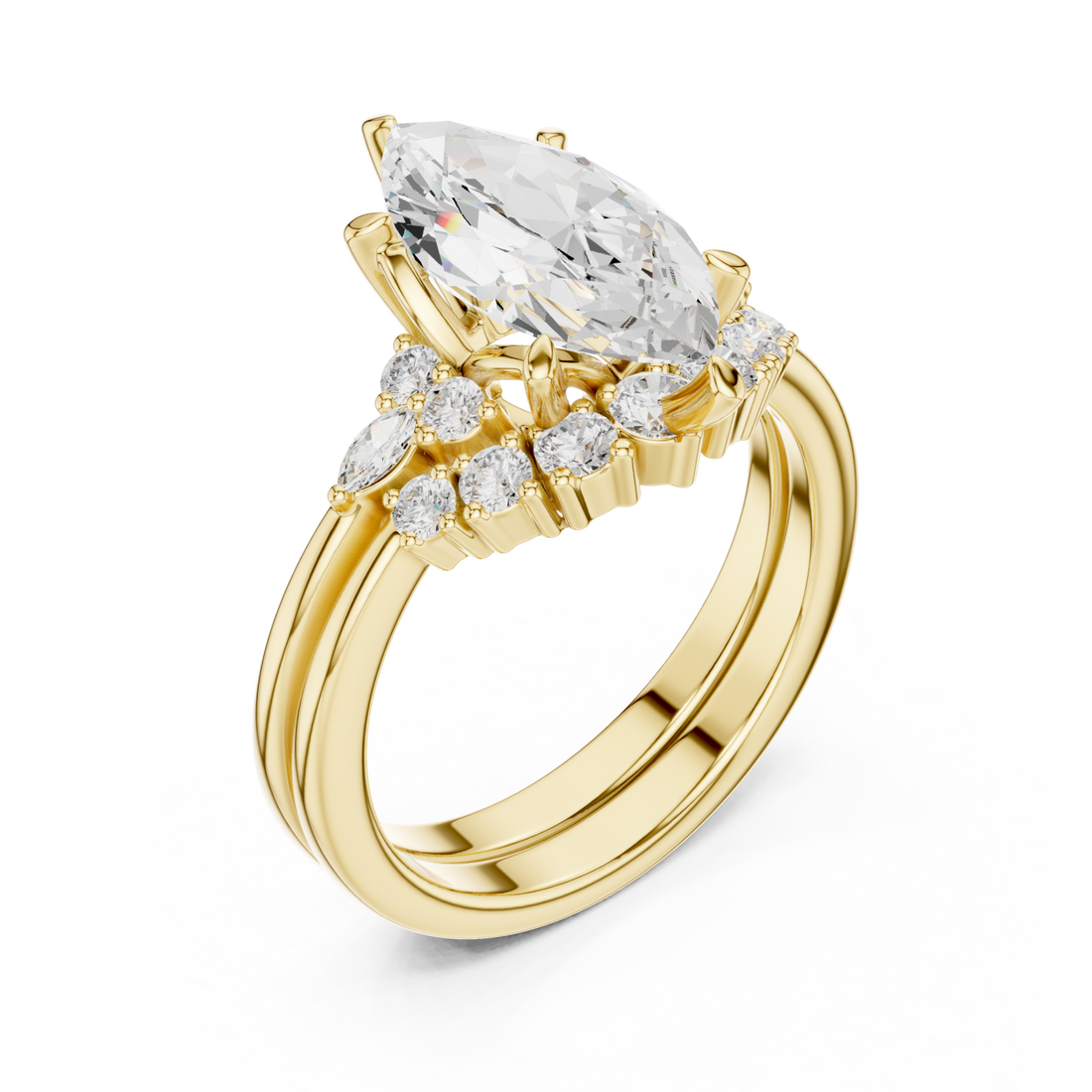 Gold Glimmering Crest Anniversary Ring Right View