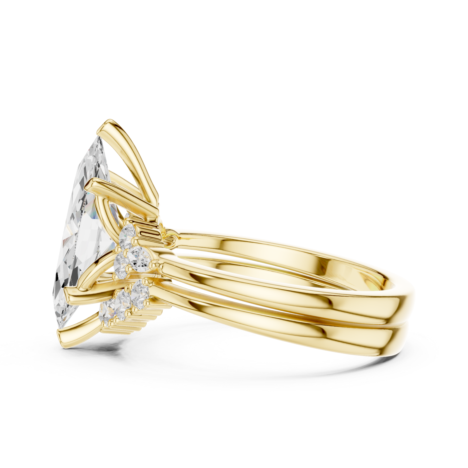  Gold Glimmering Crest Anniversary Ring Side View