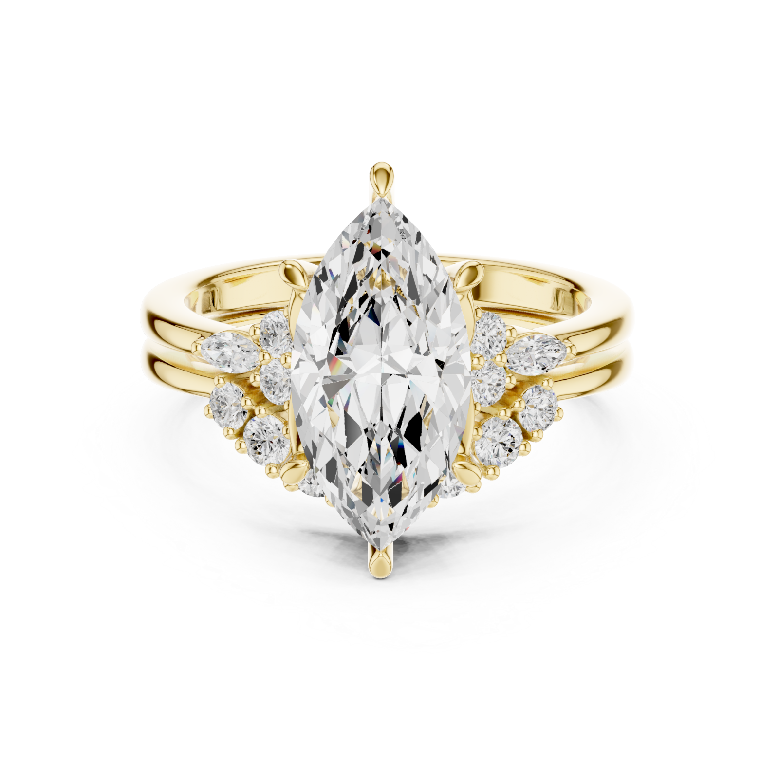  Gold Glimmering Crest Anniversary Ring Front View