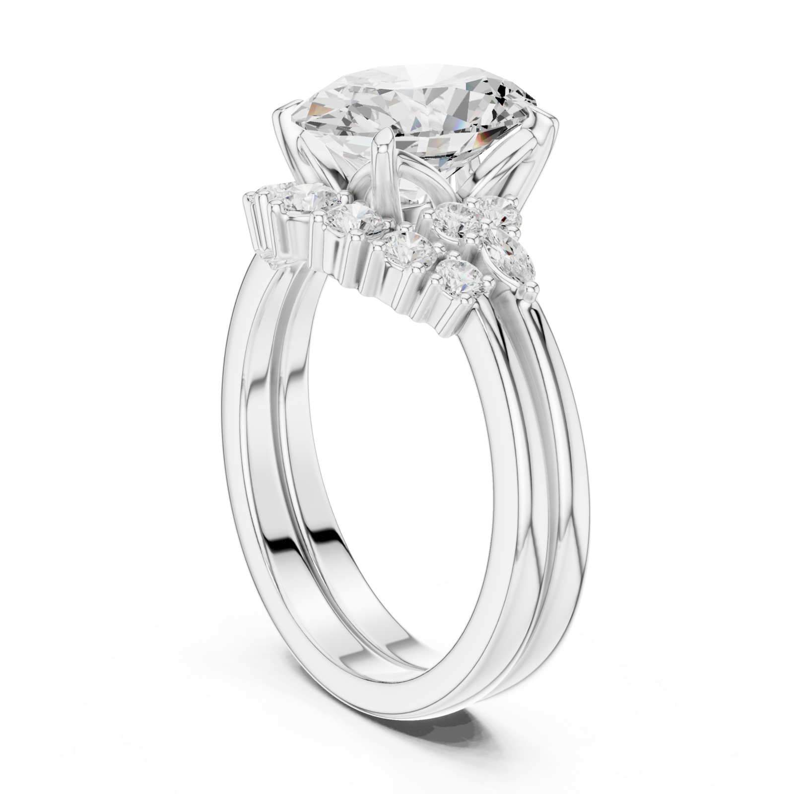  White Gold Celestial Harmony Embrace Ring Left View