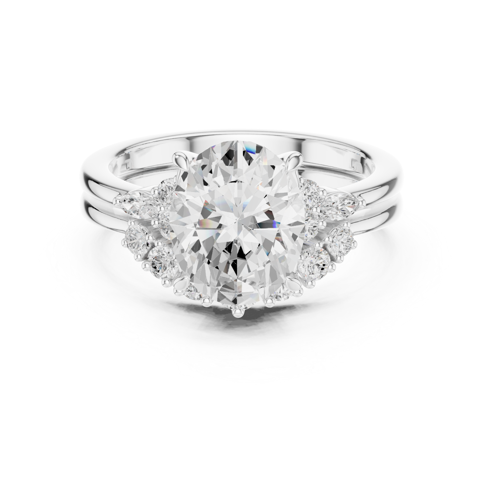  White Gold Celestial Harmony Embrace Ring Front View
