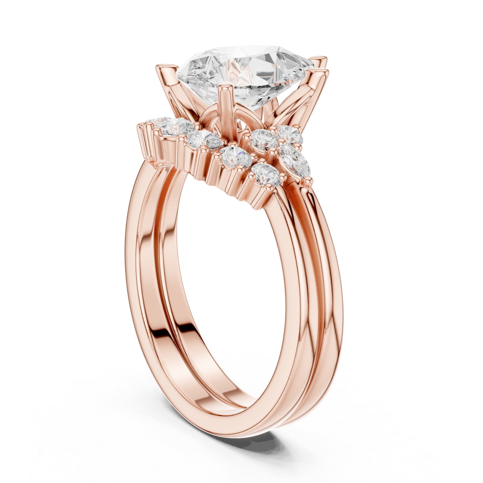  Rose Gold Whispering Luxe Halo Eternity Band Left View