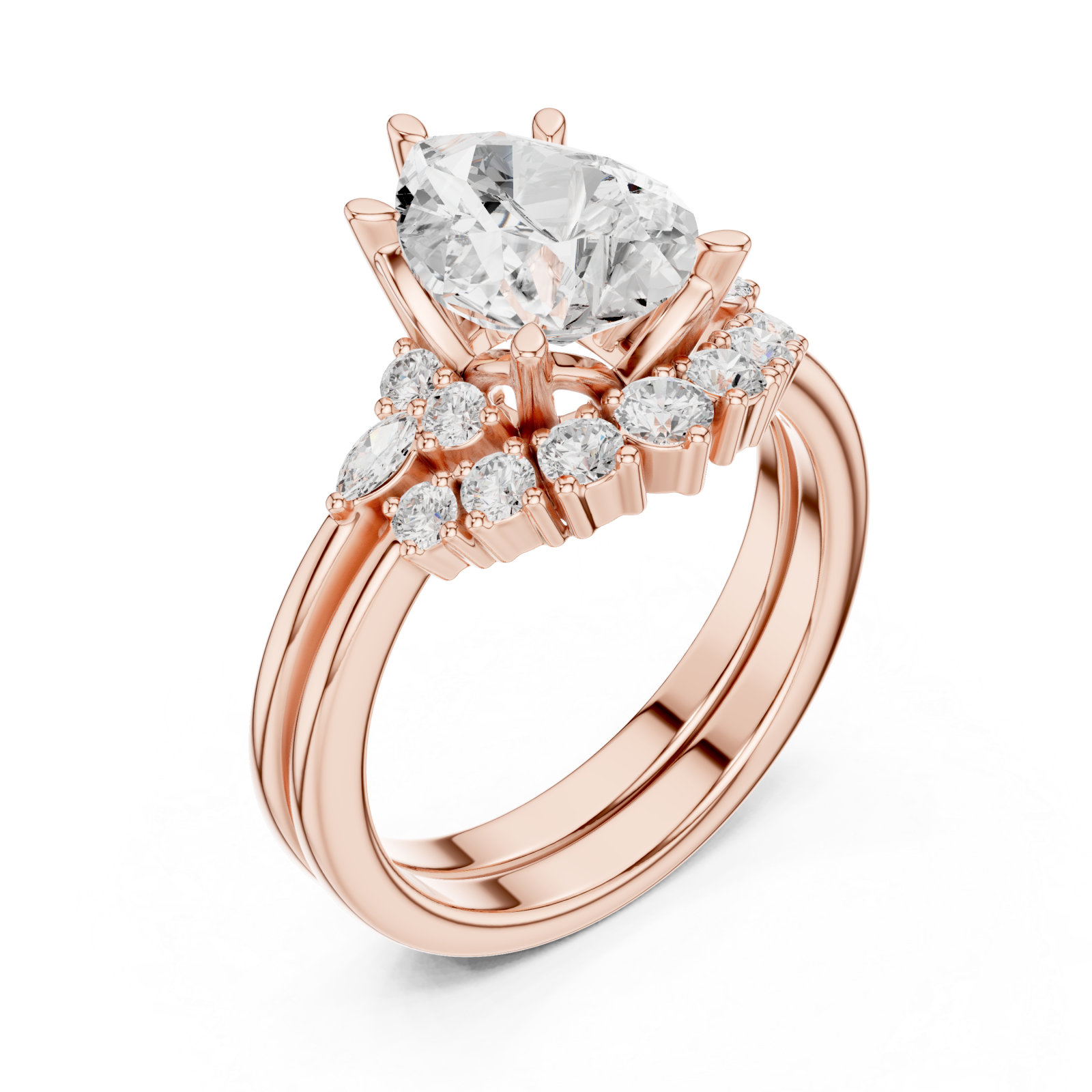  Rose Gold Whispering Luxe Halo Eternity Band Right View