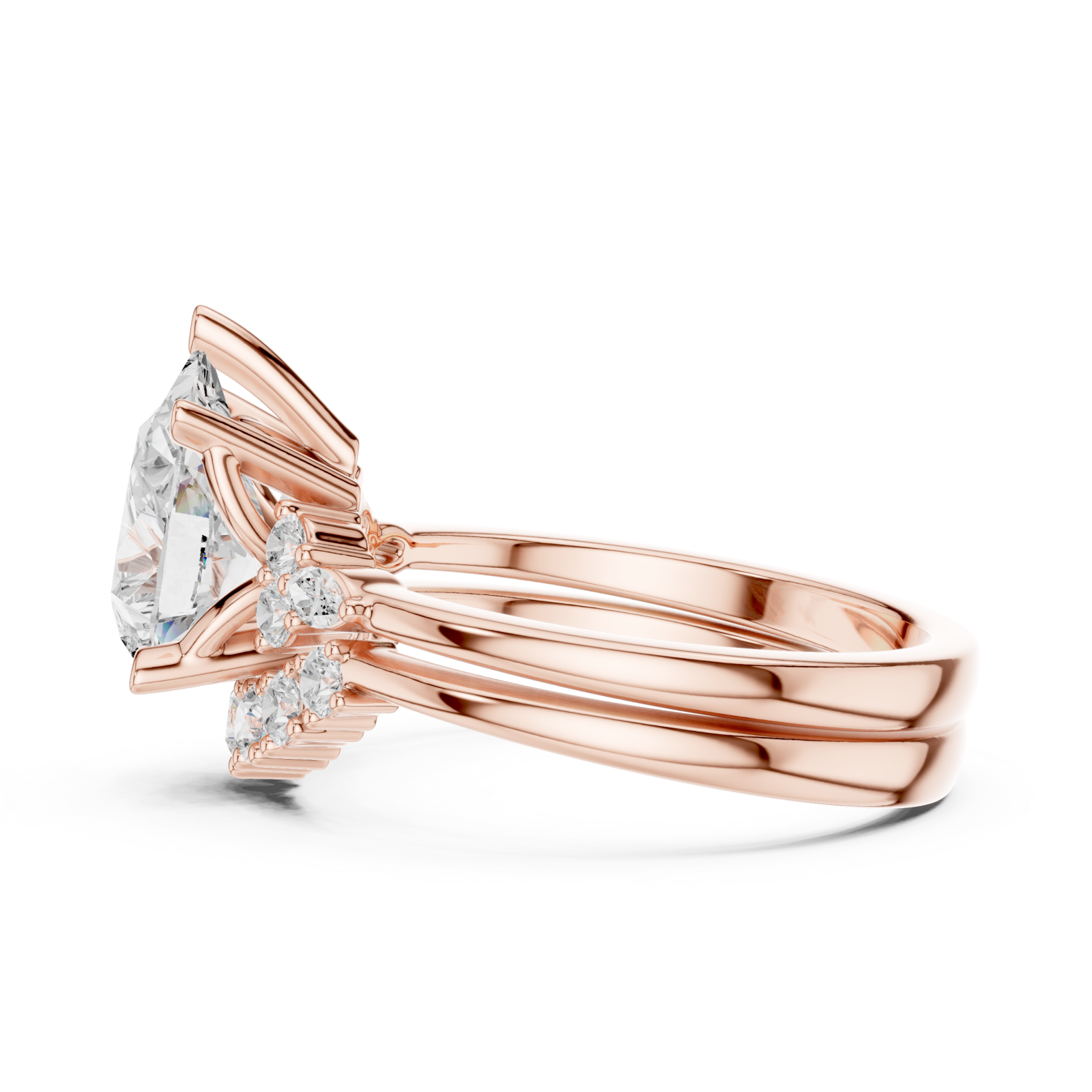  Rose Gold Whispering Luxe Halo Eternity Band Side View