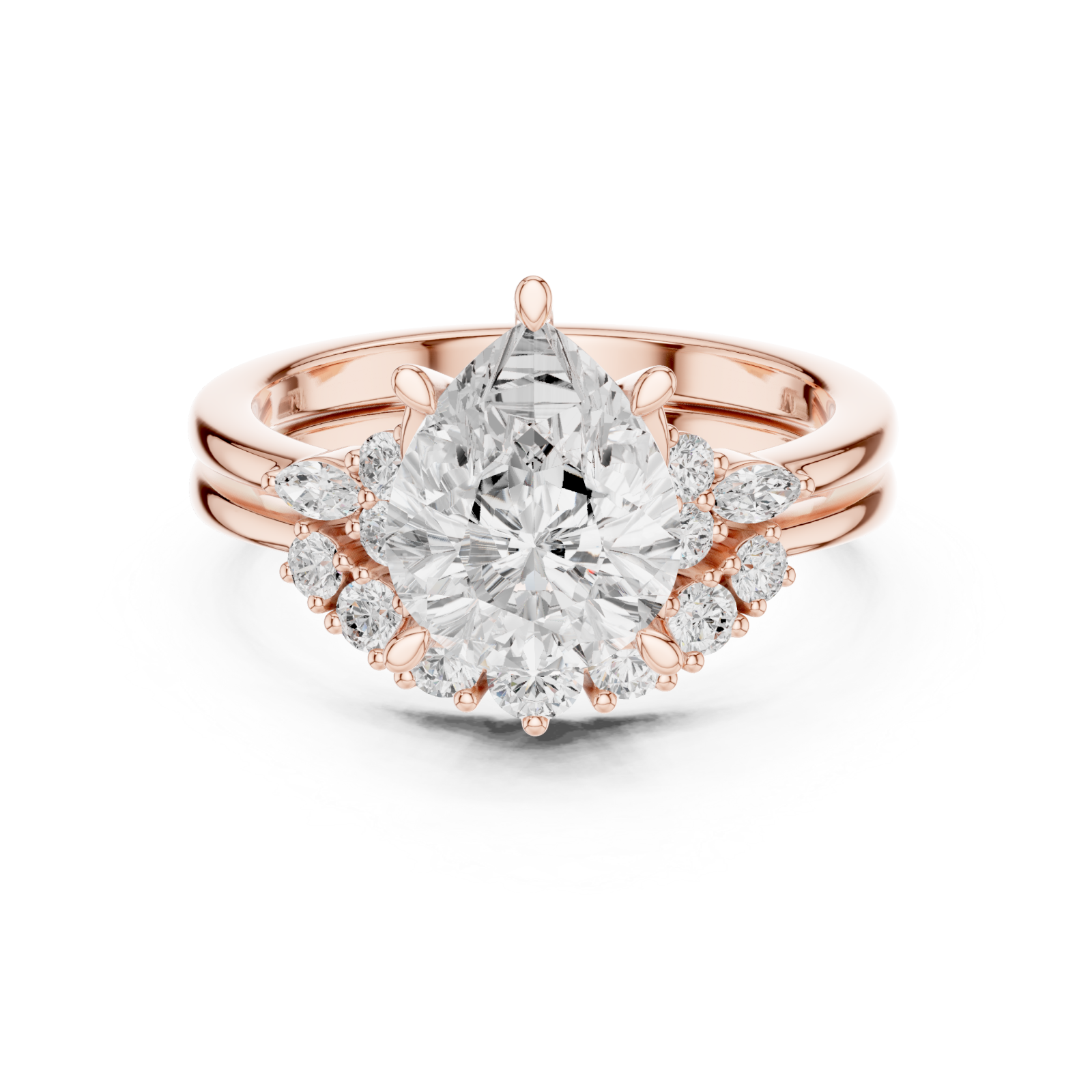  Rose Gold Whispering Luxe Halo Eternity Band Front View