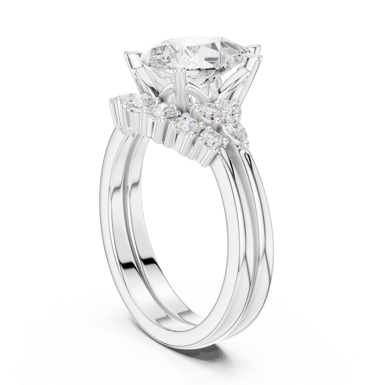  White Gold Whispering Luxe Halo Eternity Band Left View