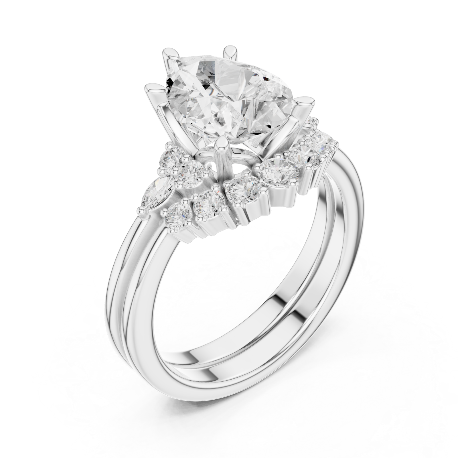  White Gold Whispering Luxe Halo Eternity Band Right View