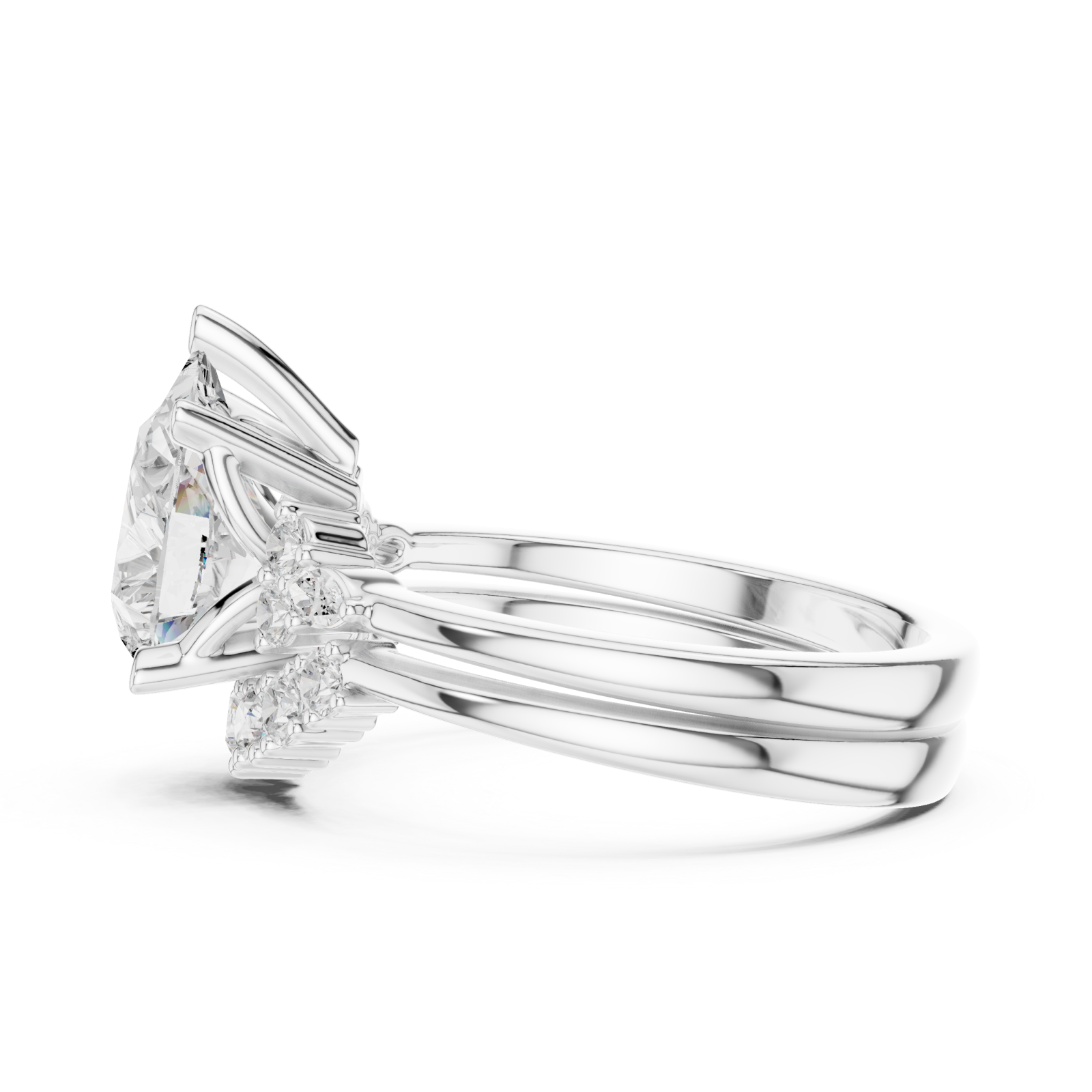  White Gold Whispering Luxe Halo Eternity Band Side View