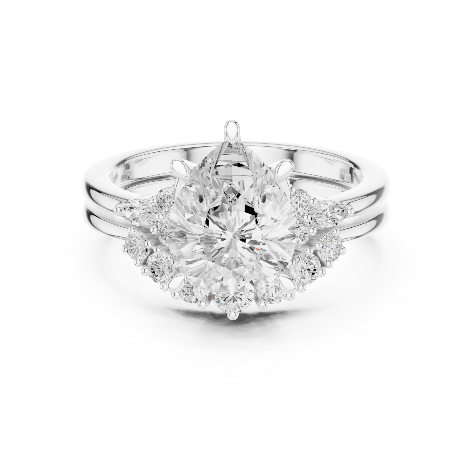  White Gold Whispering Luxe Halo Eternity Band Front View